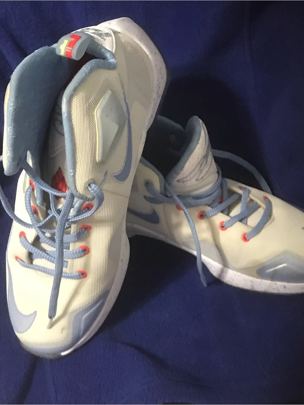 Kids Lebron James Light Blue and White High-Top Sneakers by Nike
